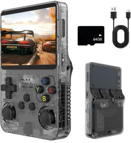 Retro Handheld Game Console Pro Version, 3.5 Inch Screen, 22000 Games, TV Out Support, Transparent