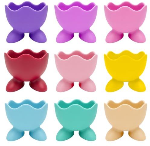 Lot de 9 Coquetiers en Silicone, Porte-Œufs Colorés pour Œufs Durs | Coquetiers de Petit Déjeuner en 9 Couleurs, Support Œuf pour Cuisine, Brunch, Famille