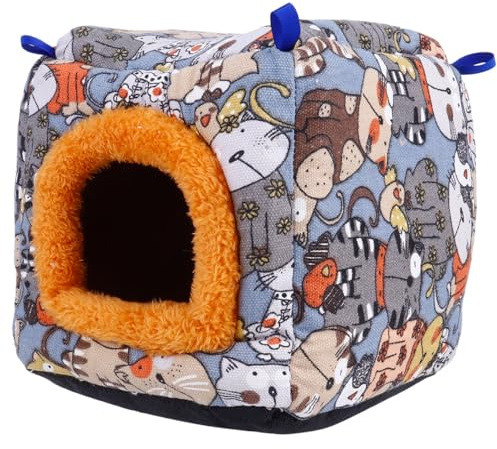 HOMOCONO Lit pour Hamster Respirant et Amovible, Nid de Couchage Mignon | Peluche et Coton Pp, pour Hamster et Cavy, Usage Lit et Voyage, Style Mignon, Maison Compacte Couleur Aléatoire