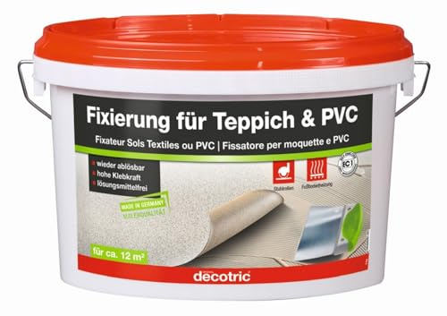 decotric Fixierung für Teppich & PVC – 3 kg | Wieder ablösbare Bodenbelags‑Fixierung | Lösemittelfrei & sehr emissionsarm EC1 | Für PVC‑, CV‑ & Teppichbeläge | Fußbodenheizung geeignet