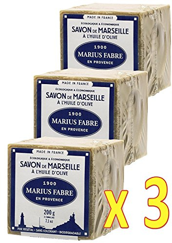 Marius Fabre Traditionelle Seife „Savon de Marseile“ aus Olivenöl, 3 x 200 g