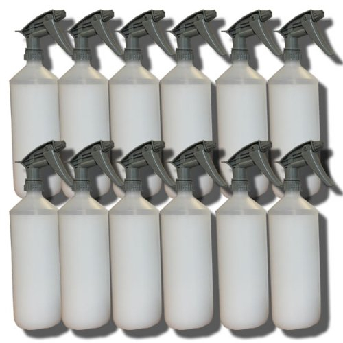 12 x 1 Litre Chemical Resistant Trigger Spray Bottles - Garden, Home & Industrial Use
