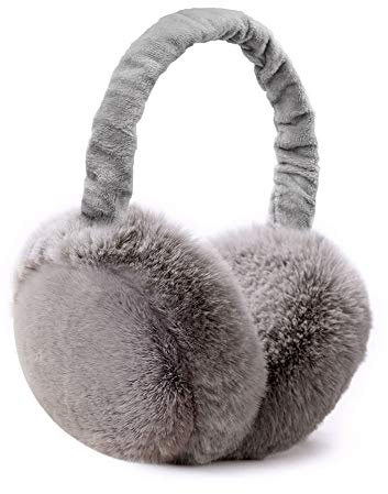 omitium Cache-oreilles en Peluche pliable, Chauffe-oreilles Hiver Chaud Couvre-Oreilles Earmuffs Réglables Doux pour Hommes Femmes Protège-oreilles de Mode Classique-Gris