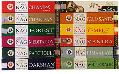 Visayshree - Set di 12 confezioni di incenso Golden Nag