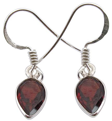 SilverStarJewel 925 massiver Sterling Silber Granat Januar Geburtstein Ohrringe 2,8 cm 1,5 Gramm Muttertag Verkauft
