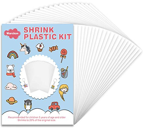Warckon 24 Pieces Shrink Plastic Sheets, Shrink Art Paper Shrink Film Sheets Frosted Ruff n' Ready for Kids Creative Craft, Create Your Own Earrings, Necklace, Keychains (7.9 X 5.7 inch)