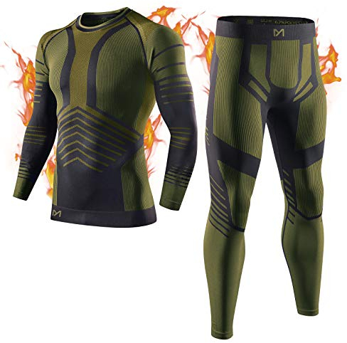 MEETYOO Thermounterwäsche Set Herren, Innenfleece Lange Funktionsunterwäsche Atmungsaktiv Winter Skiunterwäsche Sport Kompressionsanzug für Workout Skifahren Laufen Radsport Wandern