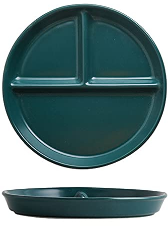 OnePine Piatti da Portata in Porcellana - Divisi in Tre per Dieta e Dimagrante - Ceramica per Insalata e Pranzo