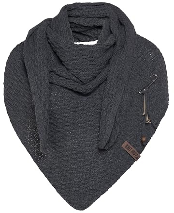 KNIT FACTORY - Dreiecksschal Jaida - Damen Strickschal mit Wolle - Hochwertige Qualität - XXL Schal - 190 x 85 cm