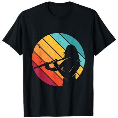 Retro Vintage Flötist Musiker Flötenspieler Querflöte T-Shirt