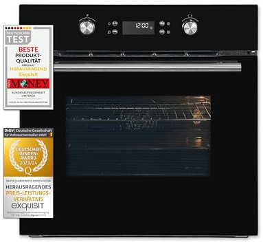 Exquisit Einbaubackofen EBEP697-H-030 schwarz | Pyrolyse | Timer | Heißluft | 60cm