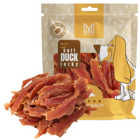 MERSJO Dog Treats - 92% ad alto contenuto di carne, Senza Cereali e Zuccheri, crocchette per cani come integratore quotidiano, masticatore naturale, petto d'anatra essiccato, 500g