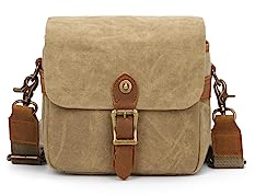 peacechaos Vintage Canvas DSLR/SLR Kameratasche – Dicke Schutzhülle für Kamera und Objektiv – wasserabweisend – Schultertasche für Fotografie, Wandern, Schießen und Reisen, Khaki
