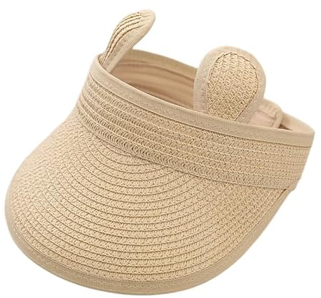 Volicph Baby pojkar och flickor, universell stråhatt, sommar, solhatt, mjuk stråhatt, strand, solskydd, hatt, resa, solhatt, baby, sommar, stråhatt, tom, topp, stråhatt, A-beige, 1-4 År