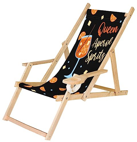 Däckstol trä hopfällbar solstol med armstöd och dryckeshållare vit trädgård strandstol design drottning Spritz [119]