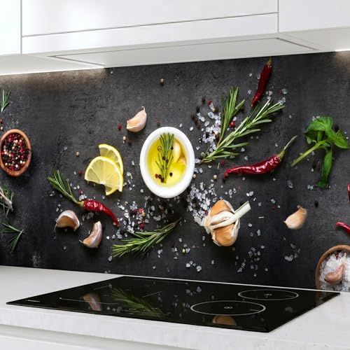 Rodnik Küchenrückwand aus ABS – fugendeckend, monolithisch & pflegeleicht, Spritzschutz mit Direktdruck. Viele Motive (Gewürze)