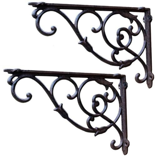 TZUFA 2 Stück Regalhalterung Aus Gusseisen, 32,7 * 22 cm, Antike Regalhalterung Für DIY Wandregale