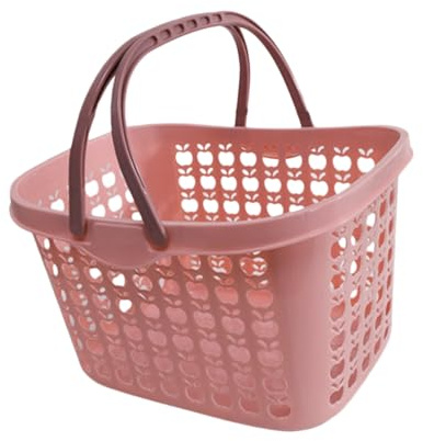 PRETYZOOM Panier à Provisions Réutilisable Moyen en Plastique Rose, Support de Rangement Ergonomique, pour Fruits Légumes et Snacks, Maison la Cuisine Salle de Bain, Panier de Rangement