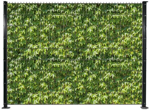JORON PVC Sichtschutzstreifen Zaun, Zaunsichtschutz in beidseitig Bedruckt für Gartenzaun, Doppelstabmattenzaun - 9 Streifen (250cm x 19 cm)