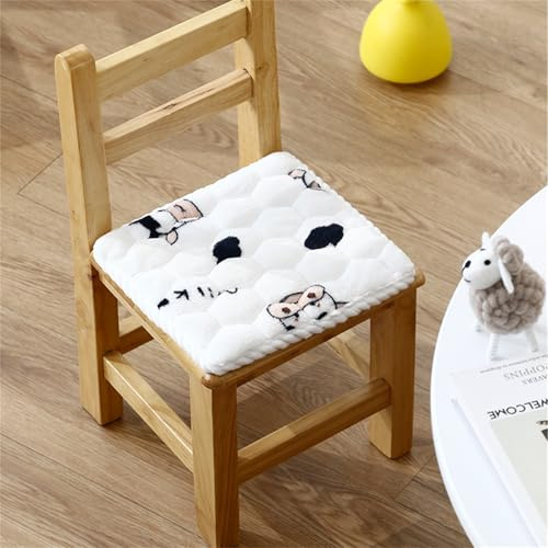 champracer Cojín redondo para silla, cojín para silla infantil, suave, cómodo, antideslizante, con cintas, para exterior e interior (vaca pequeña, 25 x 25 cm)