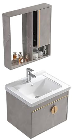 Badezimmer-Eckwaschbecken Mit Unterschrank, Waschtischunterschrank Hängend, Wandmontiertes Keramikwaschbecken, Eckwaschbecken Mit Unterschrank, Badmöbel Set für Badezimmer