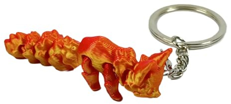Ldabrye Schlüsselanhänger für Frauen, 3D-Druck, Fuchs, bunt, Farbverlauf, beweglicher Fuchs-Schlüsselanhänger, Spielzeug, Actionfigur, Sammlerstück, Schreibtisch-Ornament, niedliches