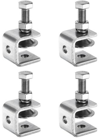 sourcing map 4pcs 304 Stainless Steel C Clamps 0.79 (20mm) Wide Jaw Opening Wood Clamps Metal U Beam Clamp for Woodworking Welding Building Household Mounting