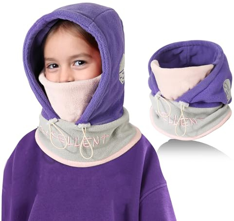 TAGVO Passamontagna in Pile Termico Invernale per Bambini 4-12 Anni, Multifunzionale Antivento Cappelli Berretto Scaldacollo in Pile, Cappello con Regolabile Coulisse per Sci Ciclismo Sport all'aperto