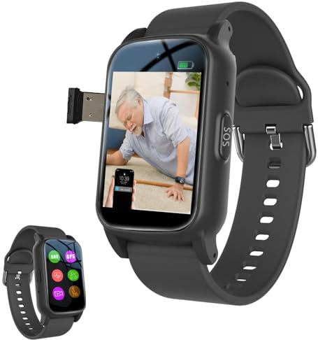 Notrufknopf Für Senioren，gps Tracker Uhr Senioren Demenz，smartwatch Mit Sturzerkennung，SOS-Taste + HD-Videoanruf，IP67 Wasserdicht，Geschenke Für Senioren,Black