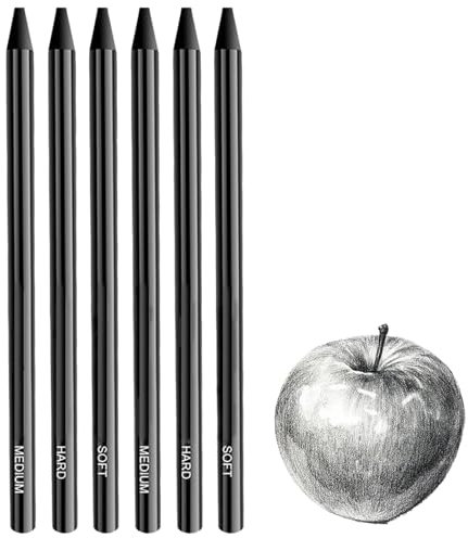 6 Stück Kohlestifte,Kohlestifte Zum Zeichnen,Kohlestifte Zum Zeichnen Set,Zeichenkohle,Kohle Zeichnen,Woodless Kohlestifte Soft/Medium/Hard Black Charcoal Sketching Zum Zeichnen, Schreiben