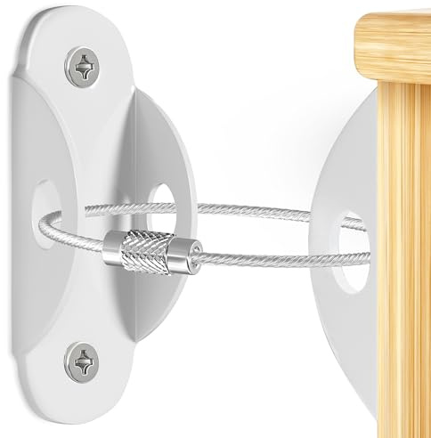 Furniture Anchors for Baby Proofing (10 Pack) Anti Tip Furniture Anchors Securing 400lbs,Wall Anchor Earthquake Straps Prevent Baby Pet from Falling Furniture Dresser & Bookshelf, White