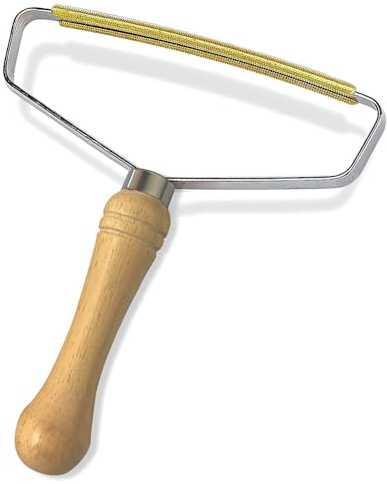 Zopper Lint Remover Stainless Steel With Wooden Handle | Carpet Scraper, Stair Cleaner Tool, Fabric Shaver Rake Tool, Ideal for Coat Fabrics, Couch Pet Hairs