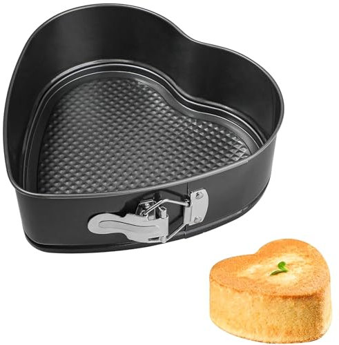 CHEFZOCO Molde repostería corazón, Molde para enamorados, Molde para Horno, Molde san valentín, Molde Pasteles, Soporta hasta 230ºC, Antiadherente, Liberación rápida Clip-Clap, Diámetro 21 cm