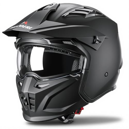 Motorrad Jet Helm | Streetfighter Helm | ECE 22.06 Zertifizierung | Jethelm Mit abnehmbarem Kinnschutz | Mit Sonnenblende Rollerhelm