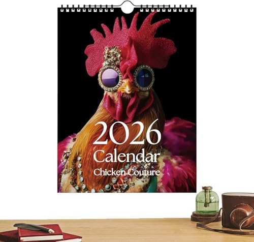 Väggkalendrar 2026, 12 månader med naturligt kycklingtema | 2026 månadskalender för arbetslägenhet, sovsal, hotell, klassrum