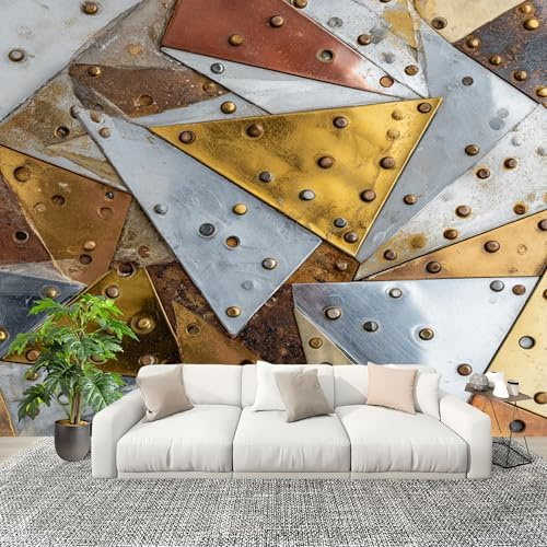 Creativo Carta da Parati panoramica 300x210 cm Motivi Geometrici In Metallo Rimovibile Fotomurali Adesivi Murali Rivestimento Parete Giallo Adesivi Murali Cameretta Bambini Muro di sfondo