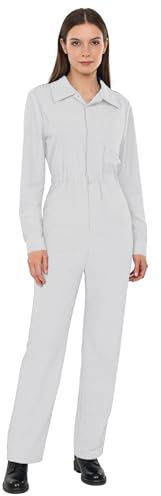 Sxiwei Dam arbetsoverall för mekaniker arbetskläder för kaross jordbruk kombidräkt overall skyddsoverall skräck outfit karneval halloween kostym, Vit, L