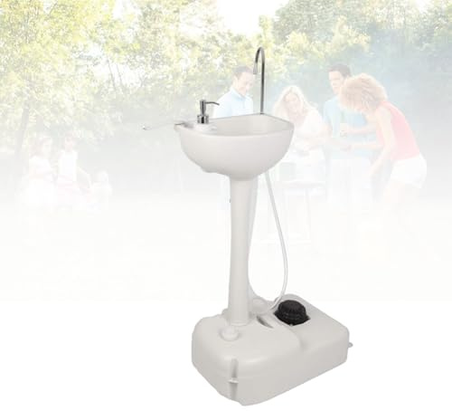 KAIKAFEI Lavello Portatile Autonomo con Lavandino Portatile con Pompa a Pedale, Stazione Lavamani Autonoma, Ideale per Camper, Giardino E Campeggio(17L)
