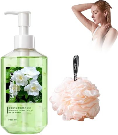 Olio da doccia, olio idratante delicato per bagno e doccia, olio da bagno profumato per pelle morbida con profumo floreale a lunga durata, 500 ml (jasmin)