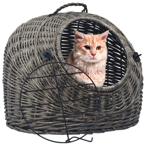 CLALER Pet Transportbox, Hundebox & Katzen-Transportbox, Natürliche Weide (60 x 45 x 45 cm)