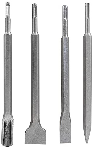 DEKTON 4 PC SDS Plus Chisel Set | Heavy Duty Steel Alloy Construction | Hardened & Tempered for Maximum Durability | SDS Plus Fitting for Quick & Secure Attachment | Ideal for Masonry & Brickwork