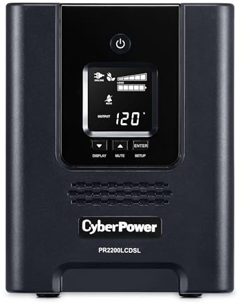 CyberPower PR2200LCDSL Smart App Sinewave UPS System, 2070VA/1980W, 7 Outlets, AVR, Mini-Tower