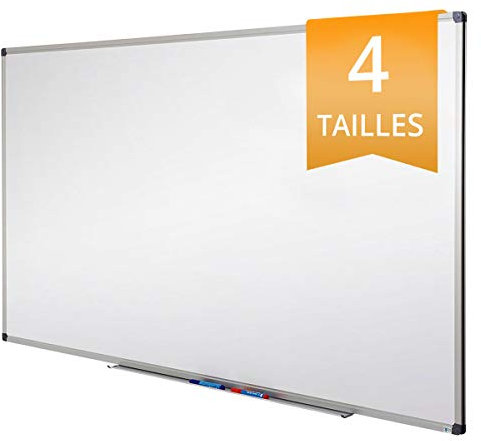 Tableau Blanc mural cadre en aluminium,Tableau blanc Surface laquée anti-rayure Magnétique,tableau velleda mural effaçable,inclus Porte-marqueurs et kit de fixation, Office Marshal PRO 60x90cm