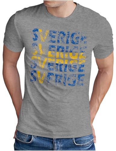 OM3® Sverige Sverige T-shirt – herr – fotbollsfan VM 2026 – Sverige Supporter Shirt – S – 5XL, Ljunggrå, L