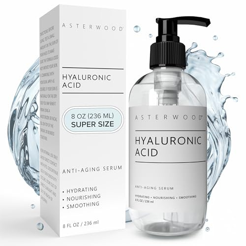 Hyaluronic Hyaluronsyra Serum 200 % ren ekologisk HA - anti-åldrande anti-rynk - original ansiktsfuktare för torr hud och fina linjer - lämnar hud full och plump - ASTERWOOD NATURALS - pumpflaska
