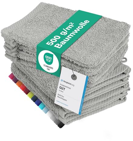 Pack de 10 manoplas de baño tamaño 15 x 21 cm en plata 100% algodón