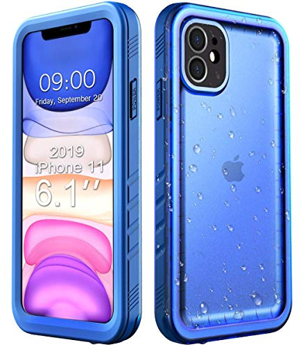 Cozycase Top 360 Vattentätt Stöttåligt Skal för iPhone 11 Fodral, Waterproof Shockproof i Phone 11 Case med Full Skärm Kamera Skydd Skärmskydd KameraskyddHårt Mobilskal Blå
