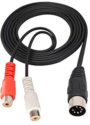 zdyCGTime RCA to Midi extension cable,midi 7 pin male to 2RCA female Audio Adapter Cable,Compatible with Bang & Olufsen B & O, Naim, four Channel Stereo System .(1.5 m / 4.8 ft)