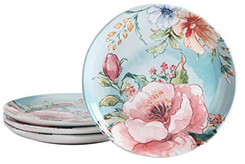 Bico Margret's Garden Salad Plates Set of 4, 8.75 Inch Ceramic Dessert Plates for Salad, Appetizer, Side Dishes, Microwave and Dishwasher Safe, Gift for Housewarming and Thanksgiving