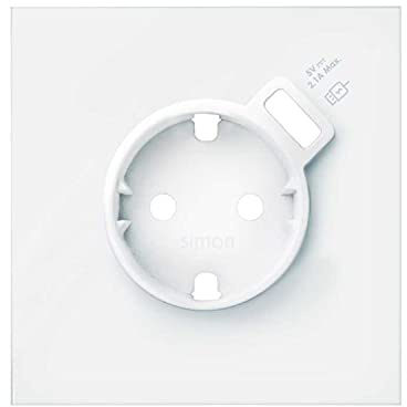 Tapa para base de enchufe Schuko con cargador USB integrado, serie 100, 2,5 x 7,5 x 7,5 centímetros, color blanco (referencia: 10000049-230)